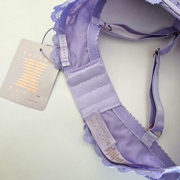 NWT Savage X Fenty | Not Sorry Lined Lace Bra In Purple Lavender, Womens 34DDD - Picture 10 of 10
